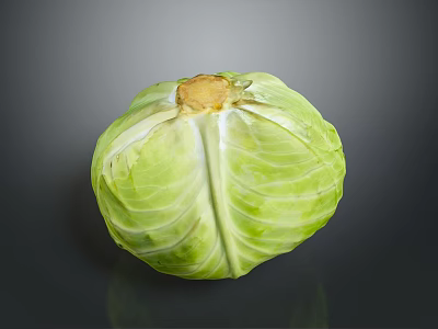Fresh Green Cabbage With Round Shape And Vibrant Leaves On Dark Background 3d model