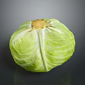 Fresh Green Cabbage With Round Shape And Vibrant Leaves On Dark Background