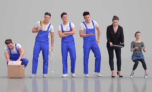 Modern people working with multiple people 3d model