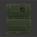 Two Stacked Green Wooden Crates with Black Text and Markings