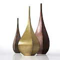 Elegant Decorative Ornament Set With Gold And Brown Teardrop Shaped Metallic Pieces