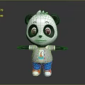 Cute Panda Doll With Open Arms Wearing Colorful T Shirt Blue Pants Red Shoes