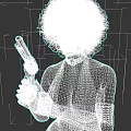 Woman With Gray Curly Hair Wearing Leopard Halter Top Holding Gun And Black Gloves