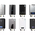 Various Modern Electric Water Heaters As Essential Household Appliances With Different Designs And Digital Displays