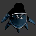 Blue Claw Shaped 3D Model With White Decorative Accents And Multiple Sharp Claws
