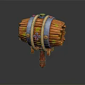 Colorful Wooden Musical Instrument Drum With Planks Blue Straps Rope And Red Handle