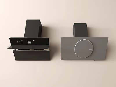 Two Black And Gray Modern Kitchen Range Hoods With Sleek Design 3d model