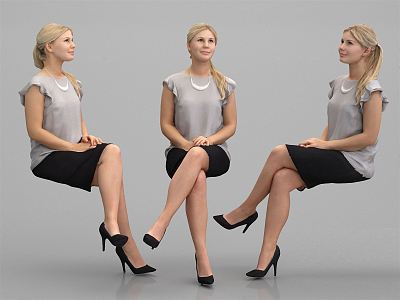 Modern Woman Female Sitting Figure 3d model