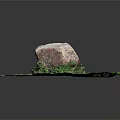Round Green Grass Circle With Large Rock And Bare Soil Patch