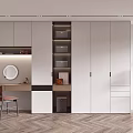 Modern Wardrobe Interior Design With Dressing Table Open Storage Shelves And Drawers 3d model