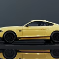 Yellow Ford Mustang Sports Car With Black Wheels And Sleek Exterior Design