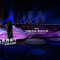 Modern Event Stage Setup With Large Screen Blue Lighting And Round Tables 3d model