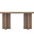 Long Modern Wooden Dining Table With Sturdy Legs And Natural Wood Grain