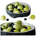 Elegant Vanity Dresser Featuring Fruit Bowl Green Apples And Black Grapes