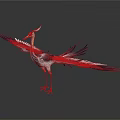 Artistic Crane With Spread Wings Red Head And Black White Feathers
