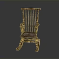 Rustic Wooden Rocking Dining Chair with Armrests Vertical Slats Back and Natural Wood Grain