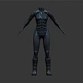 Futuristic Tech Style Dark Colored Bodysuit With Blue Line Details And Sleek Design