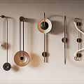 Modern Wall Lamps Featuring Different Stylish Designs Mounted on Light Colored Wall 3d model