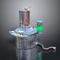 Industrial Equipment Structure With Tower Control Panel Pipes And Green Liquid Container