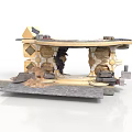 Detailed Sci-Fi Scene Structure With Damaged Walls Decorative Panels And Mechanical Parts