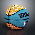 Wilson NBA Basketball with Blue and Orange Basketball Pattern Design and Logos