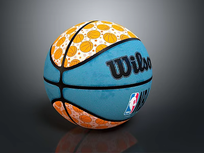 Wilson NBA Basketball with Blue and Orange Basketball Pattern Design and Logos 3d model