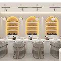 Elegant Modern Beauty Hair Salon Interior With Styling Chairs Mirrors And Product Shelves