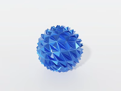 Blue Polyhedral Spherical Decorative Ornament Set With Modern Geometric Texture Design 3d model