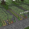 Modern Greenhouse Vegetable Planting Greenhouse Greenhouse Base Cucumber Planting Base Agricultural Ecological Garden Cucumber Luffa Picking 3d model