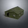 Green Camping Tent with Door and Windows and Support Ropes for Outdoor Use