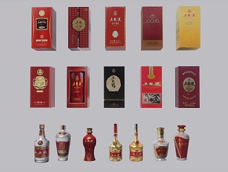 Wuliangye wine bottle wine box 3d model