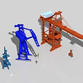 Commercial Industrial Lifting Equipment Including Orange Gantry And Blue Jib Crane Models