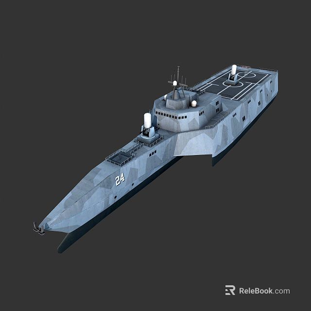 Advanced Modern Warship Design Showcasing Streamlined Hull Hull Number 24 Stealth Features And Superstructure 3d model 