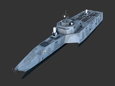 Advanced Modern Warship Design Showcasing Streamlined Hull Hull Number 24 Stealth Features And Superstructure 3d model