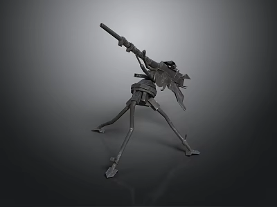 Mechanical Tripod Mounted Heavy Weapon With Robotic Structure And Industrial Design 3d model
