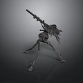 Mechanical Tripod Mounted Heavy Weapon With Robotic Structure And Industrial Design