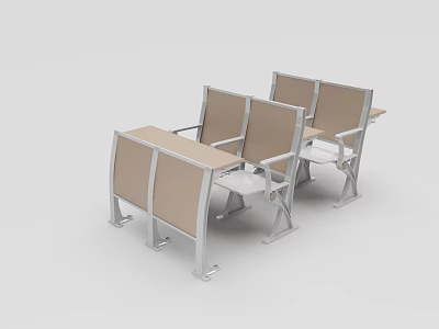 Public Chairs With Metal Frame Light Brown Cushions And Small Tables For Waiting Areas 3d model