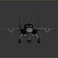 Gray Military Fighter Jet With Red Marked Vertical Stabilizers And Extended Landing Gear