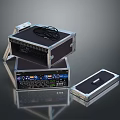 Stacked Electronic Equipment Rack Cases With Cables Knobs Interfaces And Control Panel