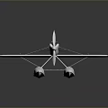 Silver Seaplane Model For Aerospace Exploration With Floats And Propeller Wings