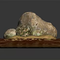 Natural Stone Pieces On Wooden Base Featuring Natural Texture For Decorative Tabletop