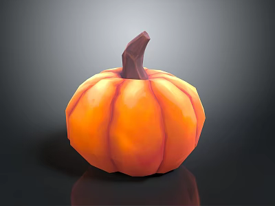 Ripe Orange Pumpkin With Smooth Striped Skin And Brown Stem 3d model