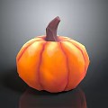 Ripe Orange Pumpkin With Smooth Striped Skin And Brown Stem 3d model