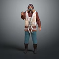 Game Movie Character With Aviator Hat Beard Brown Sleeved Jacket Beige Vest Blue Pants Thumbs Up
