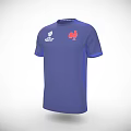 Blue Short Sleeved T-shirt With Red Chicken Design And White Logo