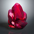Red Crystal Like Decorative Ornament Set with Polyhedral Geometric Shape and Glossy Surface