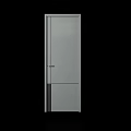Modern Dark Wooden Swing Door With Vertical Glass Panel for Interior Design