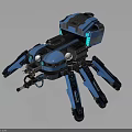 Blue Mechanical Spider Robot Design With Multiple Legs And Glowing Eyes 3d model