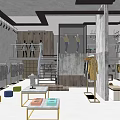 Modern Clothing Store Interior Design With Gray Concrete Walls Clothing Racks And Spacious Layout