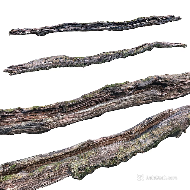 Natural Stone Wood Logs with Mossy Surfaces and Rustic Organic Texture 3d model 